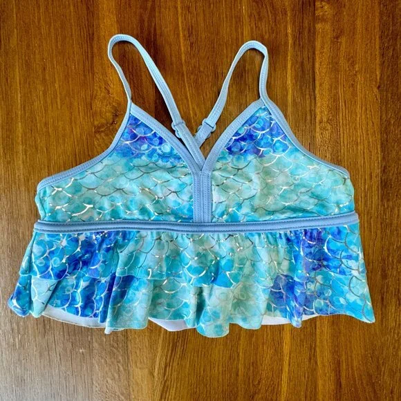 JUSTICE Mermaid Bikini Swimsuit Girls 8 Ruffled Two Piece Bathing Suit Bathers - Picture 2 of 11